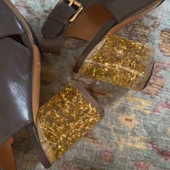 maison margiela platform heels with gold leaf lucite detail - Picture 2 of 7